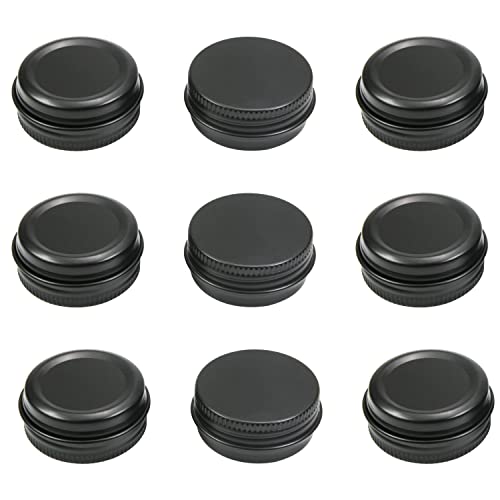 Othmro 18Pcs 0.5oz Metal Round Tins Aluminum Tin Cans Jar Refillable Containers 80ml Tin Cans Tin Bottles Containers with Screw Lid for Salve Spices Lip Balm Tea Candies Black 1.57×0.7inch