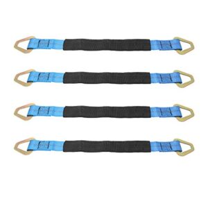 novelbee 4 pack of 24 x 2" axle strap with protective sleeve and d-ring for securing car transport (blue)