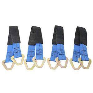 NovelBee 4 Pack of 24 x 2" Axle Strap with Protective Sleeve and D-Ring for Securing Car Transport (Blue)