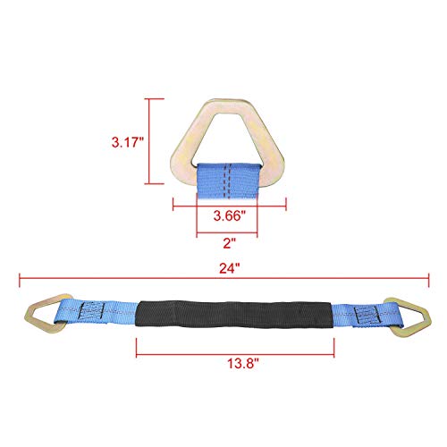 NovelBee 4 Pack of 24 x 2" Axle Strap with Protective Sleeve and D-Ring for Securing Car Transport (Blue)