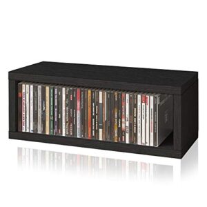 way basics media storage cd rack stackable organizer - holds 40 cds (black)