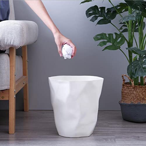 joyMerit 2-Pack Abstract Irregular Wastebasket Trash, Large Waste Basket Garbage Can for Bathroom, Bedroom, Kitchen, Home Office Accessories - White