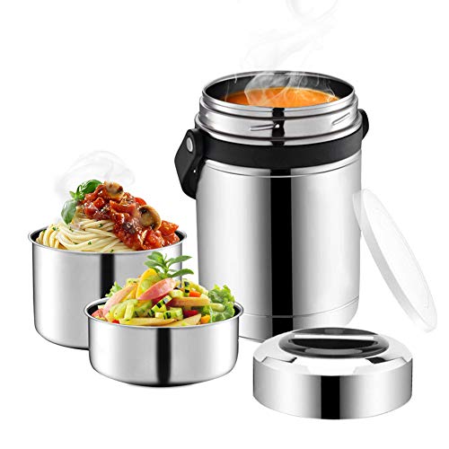 Thermos for Hot Food,88oz Wide Mouth Soup Thermos,Large Food Thermos,Multiple Tier Food Flask with Handle,Thermal Soup Container,Stainless Steel Food Jar,Travel Insulated Lunch Box,Lunch Container