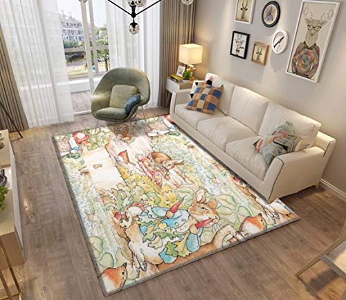 The World of Beatrix Potter Large Vintage Illustration Area Rugs Non-Slip Floor Mat Doormats Home Runner Rug Carpet for Bedroom Indoor Outdoor Kids Play Mat Nursery Throw Rugs Yoga Mat