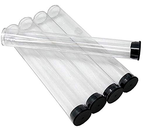 Prestige Import Group - 7/8" Interior Diameter Clear Plastic Empty Storage Tubes - Flat Bottom - 80ml Capacity, Press Fit Black Cap - 5 Pack