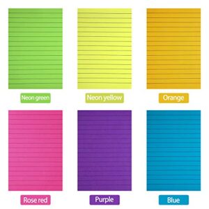 18 Pack Lined Sticky Notes 4 x 6 Inch Colorful Self Sticky Notes Lined Memos for School Office and Home Supplies, 540 Sheets, 6 Colors