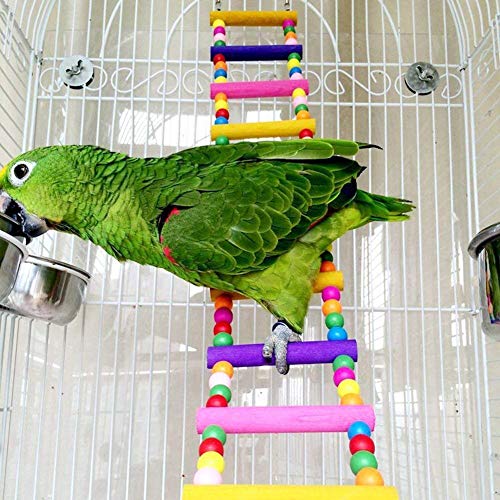 SONYANG Wood Climbing Ladder Toy for Bird Parrot Budgie Parakeet Cockatiel Macaw African Grey Cockatoo Cage Perch