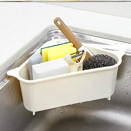 Sink Drains Strainers,Triangular Sink Basket Shelf With Suction Cup Sucker,Corner Hanging,Sink Storage Rack Holder For Kitchen Bathroom Soap Box Organizer (1pc Gray)