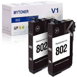 mytoner remanufactured ink cartridge replacement for epson 802 802xl 802-i t802 ink for workforce pro wf-4720 wf-4730 wf-4734 wf-4740 ec-4020 ec-4030 ec-4040 printer (black, 2-pack)