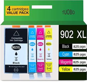 tuobo remanufactured ink cartridge replacement for hp 902xl 902 xl ink for officejet pro 6968 6978 6958 6962 6960 6970 6979 6950 6954 6975 printer (1bk+1c+1m+1y)