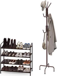 simple houseware 4-tier shoe rack + standing coat and hat hanger