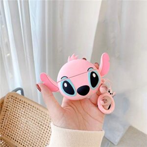 akxomy compatible airpods pro cover,3d cute cartoon pink stitch soft silicone protective cover for airpod pro case (2019) (pink stitch)