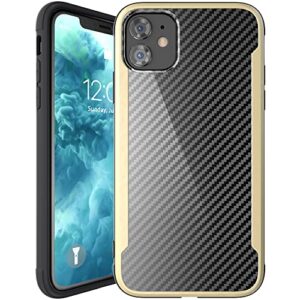 nicexx designed for iphone 11 case with carbon fiber pattern, 12ft. drop tested, wireless charging compatible - gold