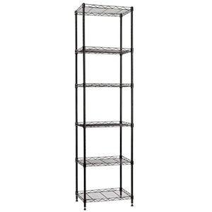 yohkoh 6 wire shelving steel storage rack adjustable unit shelves for laundry bathroom kitchen pantry closet 16.7" width x 62" height x 11.7" depth, black