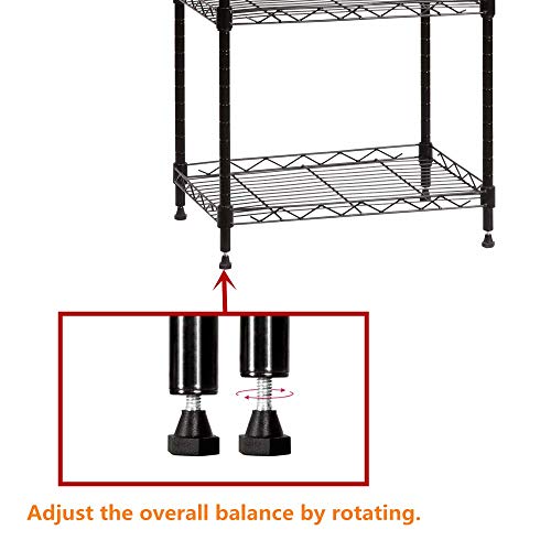 YOHKOH 6 Wire Shelving Steel Storage Rack Adjustable Unit Shelves for Laundry Bathroom Kitchen Pantry Closet 16.7" Width x 62" Height x 11.7" Depth, Black