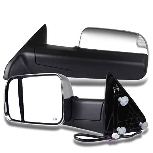 LSAILON Tow Mirrors Towing Mirrors Fit for 2011-2016 for Dodge for Ram 1500/2500/3500 with Left and Right Side Power Control Heated with Turn Signal Light Puddle Light Chrome