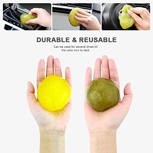 eFuncar Car Cleaning Gel Universal Auto Interior Detailing Gel Slime Fresh Lemon Cleaner Putty Dashboard Dust Removal Glue for Home Office PC Keyboard Air Vent Cup Holder, with A Scraper, 2Pack, 320G