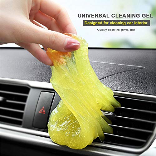 eFuncar Car Cleaning Gel Universal Auto Interior Detailing Gel Slime Fresh Lemon Cleaner Putty Dashboard Dust Removal Glue for Home Office PC Keyboard Air Vent Cup Holder, with A Scraper, 2Pack, 320G