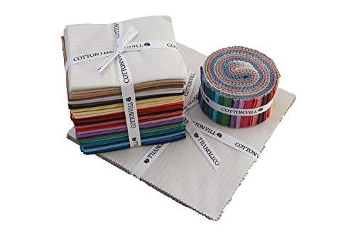 COTTONVILL MALLANGLUNA Collection Weave 20COUNT Cotton Print Quilting Fabric (Precuts, 10inch 33pc)
