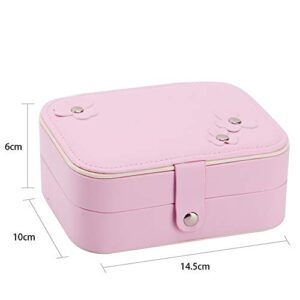 DIFFLIFE Jewelry Organizer Box，2019 New Jewelry Storage Organizer Mirrored Mini Travel Case Lockable Black Faux Leather for Valentine's Day Gift Beads, Rings, Earrings (Pink Flower) (YUNDA1998)