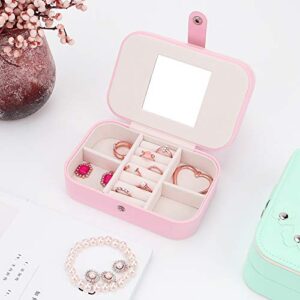 DIFFLIFE Jewelry Organizer Box，2019 New Jewelry Storage Organizer Mirrored Mini Travel Case Lockable Black Faux Leather for Valentine's Day Gift Beads, Rings, Earrings (Pink Flower) (YUNDA1998)