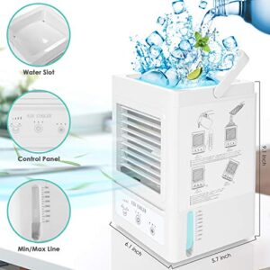 Portable Air Conditioner, 700 ML Water Tank, 5000mAh Rechargeable Battery Operated 120°Auto Oscillation Personal Mini Air Cooler with 3 Wind Speeds, 3 Cooling Levels, Perfect for Office Desk, Dorm, Bedroom and Outdoors