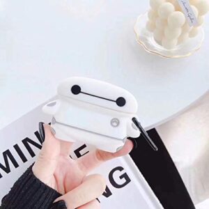 Baymax Protective Silicone Cover Compatible with AirPods Pro Wireless Charging Case, 3D Cute Cartoon Silicone Designer Skin,Funny Cool Design Protective Cover for AirPods Pro 2019 (Big White)