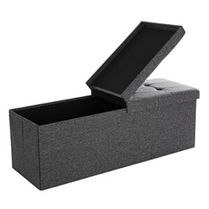 songmics 31.7-gal storage ottoman bench, folding storage chest, footstool with flip-up lid, padded seat, 43.3 x 15 x 15 inches, up to 660 lb, dark gray ulsf76gyz