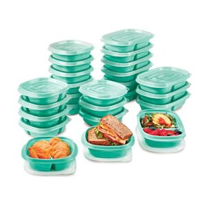 rubbermaid 50-piece food storage containers with lids for lunch, meal prep, and leftovers, dishwasher safe, teal splash