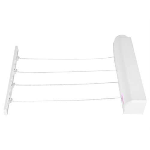 Retractable Washing Line, 4 Lines 10.50ft Clothes Airer Indoor Wall Punch Flexible Laundry Washing Line Drying Rack