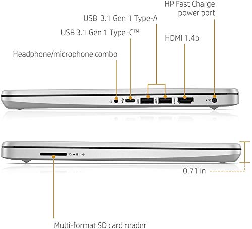 Newest HP 14 HD Premium Business Laptop PC | 10th Gen Intel Quad-Core i5-1035G1 up to 3.6GHz | 8GB RAM | 256GB SSD | WiFi | HDMI | Card Reader | Bluetooth | Windows 10 | Silver (Renewed)