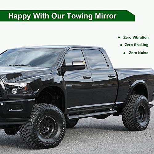 CTCAUTO Towing Mirrors Compatible with 2011-2016 for Dodge for Ram 1500/2500/3500 Tow Mirrors with Driver and Passenger Side Power Heated With Turn Signal Light Puddle Light Manual Flip Up