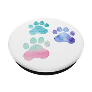 Animal Lover Gift Colorful Tracks Print Dog Cat Paws PopSockets PopGrip: Swappable Grip for Phones & Tablets