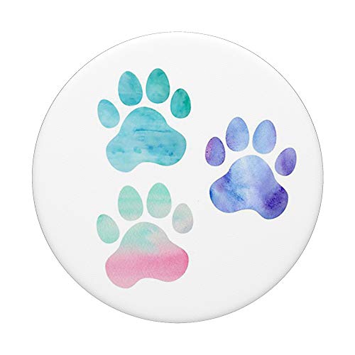 Animal Lover Gift Colorful Tracks Print Dog Cat Paws PopSockets PopGrip: Swappable Grip for Phones & Tablets