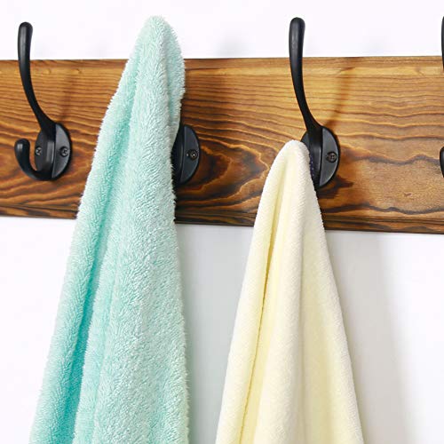 Dseap Coat Rack Wall Mounted: 10 Hooks, 38-1/4" Long, Heavy Duty Wooden Wall Coat Hanger Coat Hook for Clothes Hat Jacket Clothing, Natural & Black