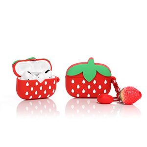 lewote airpods pro silicone case funny cover compatible for apple airpods pro[fruit dessert series][best gift for kids friends boys girls] (strawberry)