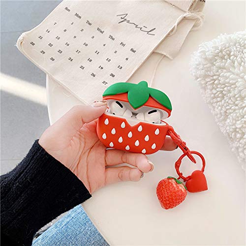 LEWOTE Airpods Pro Silicone Case Funny Cover Compatible for Apple Airpods Pro[Fruit Dessert Series][Best Gift for Kids Friends Boys Girls] (Strawberry)