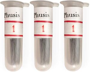 phusis stainless steel insect pins | size #1 | 300 pieces| 3 vials of 100 pins | includes sturdy storage containers | for entomology, dissection, butterfly collections