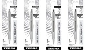 zebra 29411 f-701 ballpoint stainless steel retractable pen, fine point, 0.8mm, black ink (4)