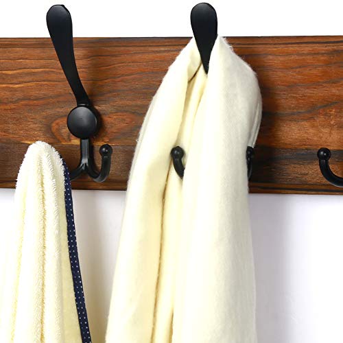 Dseap Coat Rack Wall Mounted - 10 Tri Hooks, 38-1/4" Long, Heavy Duty Wooden Wall Coat Hanger Coat Hook for Clothes Hat Jacket Clothing, Natural & Black