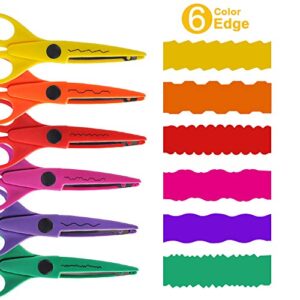 UCEC Craft Scissors Decorative Edge, 6 Pack Extended Crafting Scissors, Pattern Scissors with Different Designs on Blades, Fun Scissors for Kids, Teachers, Crafts, Scrapbooking, DIY Photos, Album