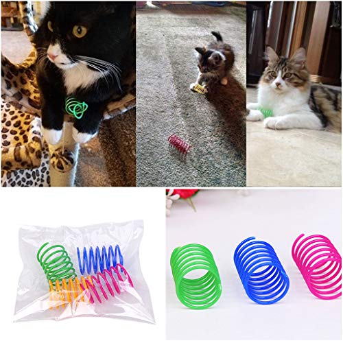 Andiker Cat Spiral Spring, 12 Pc Cat Creative Toy to Kill Time and Keep Fit Interactive cat Toy Durable Heavy Plastic Spring Colorful Springs Cat Toy for Swatting, Biting, Hunting Kitten Toys