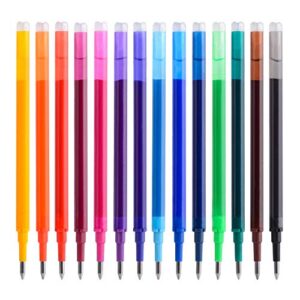 parkoo gel ink refills compatible with frixion and friction erasable gel pens, fine point 0.7 mm, 14 colors