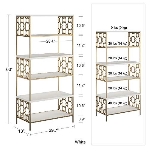 CosmoLiving by Cosmopolitan Ella 5 Shelf, White Bookcase