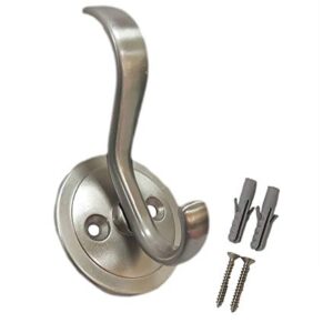 QCAA Zinc Diecast Coat Hook, Satin Nickel, 5 Pack