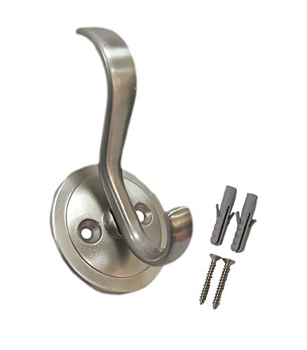 QCAA Zinc Diecast Coat Hook, Satin Nickel, 5 Pack