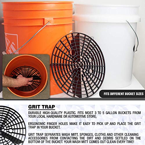 Jork Products Grit Trap Wash Bucket Insert and Microfiber Chenille Wash Mitt Kit