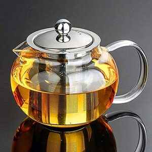 warmyee hofu small clear high borosilicate glass tea pot with removable 304 stainless steel infuser, heat resistant loose leaf teapot,stovetop safe, 660 ml/22.3 ounce.