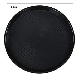 Neadas Round Plastic Fast Food Serving Trays, Cafeteria Tray Platters, Black, 6 Packs