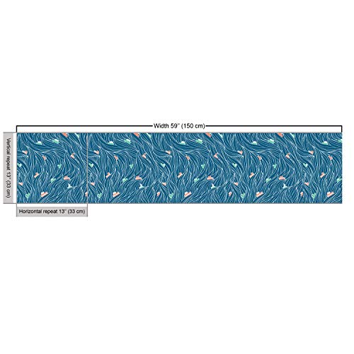 Ambesonne Maritime Fabric by The Yard Water Resistant Waves Ships Cartoon Sailor Sailboat Vacations Travel Pattern Indoor & Outdoor DIY Projects Sewing Nautical Decorations for Home 1 Yard Petrol Blue